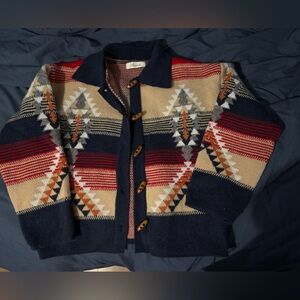 Thick, Western inspired Sweater w/wood buttons